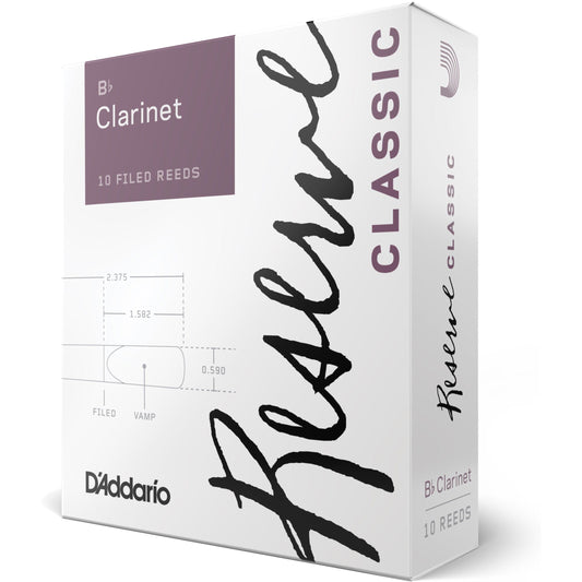 D'Addario Reserve Classic Bb Clarinet Reeds, Strength 3.5+, 10-Pack