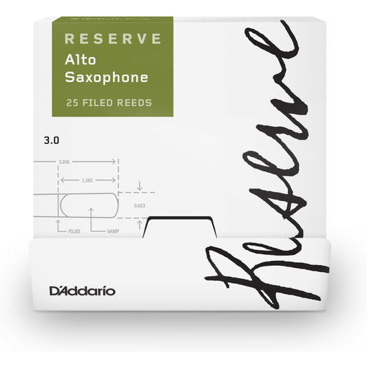 D'Addario Reserve Alto Saxophone Reeds, Strength 3.0, 25-Box