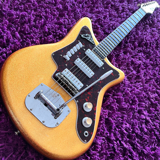 1962 Eko 500 3VTO Offset Electric Guitar Gold Sparkle (Made in Italy) (w/ OHSC)