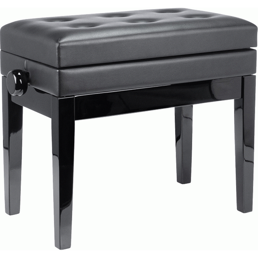 Beale BPB220BK Plush Cushion Piano Bench with Storage in Black