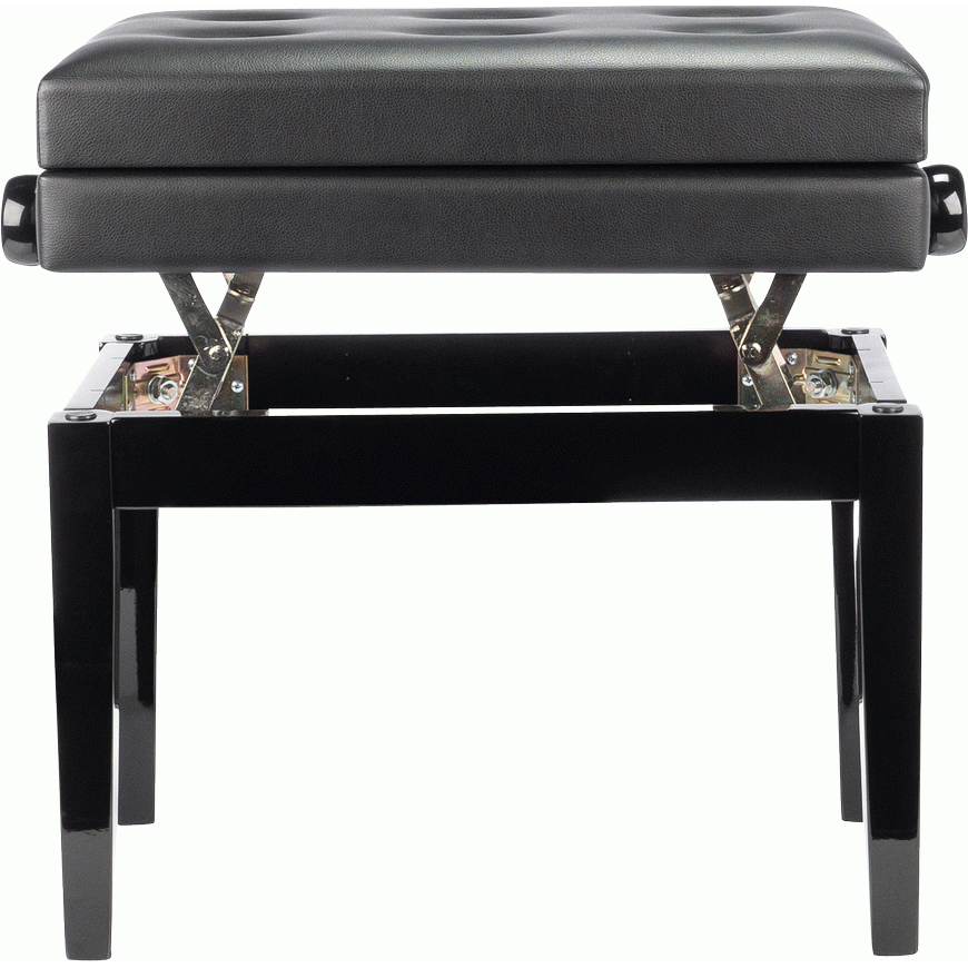 Beale BPB220BK Plush Cushion Piano Bench with Storage in Black