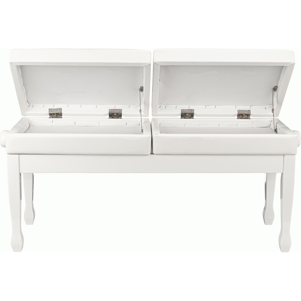 Beale BPB990WH Dual Piano Bench Dual Adjustable Duet in White