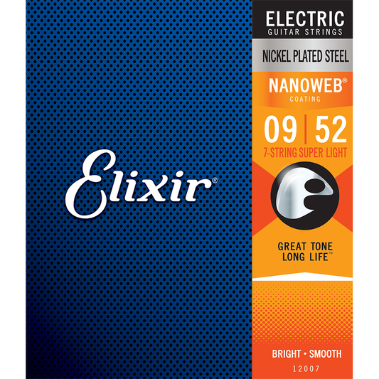 Elixir Nanoweb Nickel Electric Guitar Strings 9-52 (7 String)