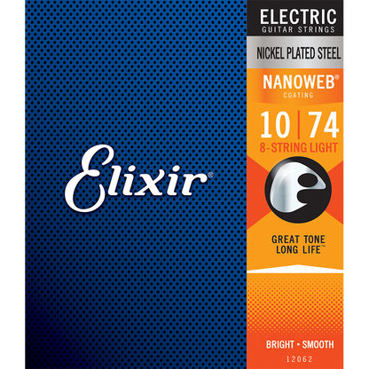 Elixir Nanoweb Nickel Electric Guitar Strings 10-74 (8 String)