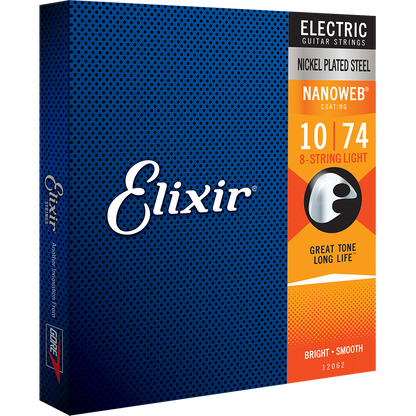 Elixir Nanoweb Nickel Electric Guitar Strings 10-74 (8 String)