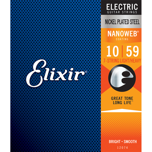 Elixir Nanoweb Nickel Electric Guitar Strings 10-59 (7 String)