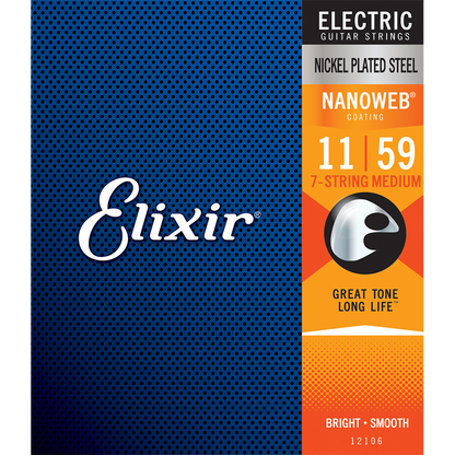 Elixir Nanoweb Nickel Electric Guitar Strings 11-59 (7 String)
