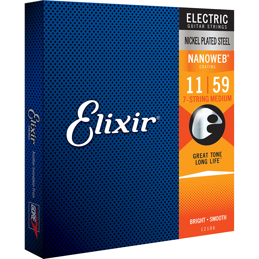 Elixir Nanoweb Nickel Electric Guitar Strings 11-59 (7 String)