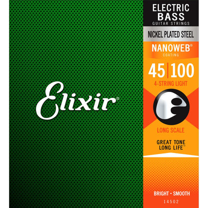 Elixir Nanoweb Nickel Bass Strings 45-100