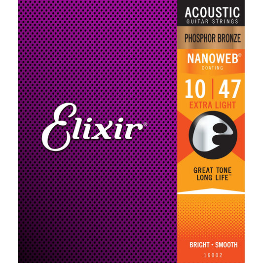 Elixir Nanoweb Phosphor Bronze Acoustic Strings 10-47