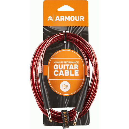 Armour GC10R Guitar 10 Foot Transparent Red Lead
