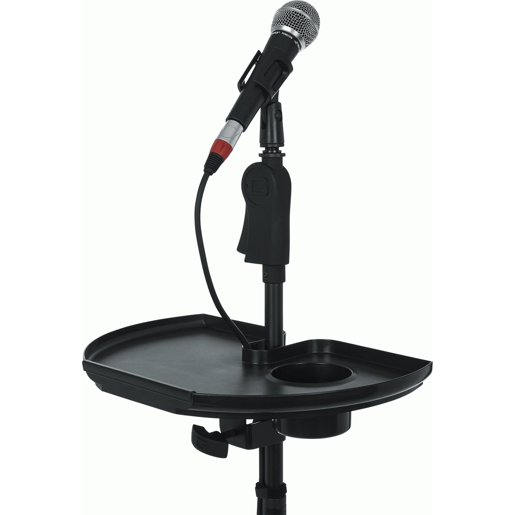 Gator GFWMICACCTRAY Frameworks Microphone Stand Accessory Tray with Drink Holder and Guitar Pick Tab