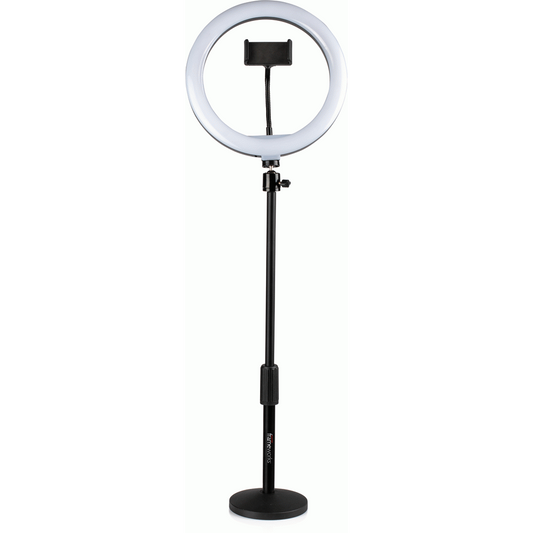 Gator GFWRINGLIGHTDSKTP 10-Inch LED Desktop Ring Light Stand with Phone Holder and Compact Weighted Base