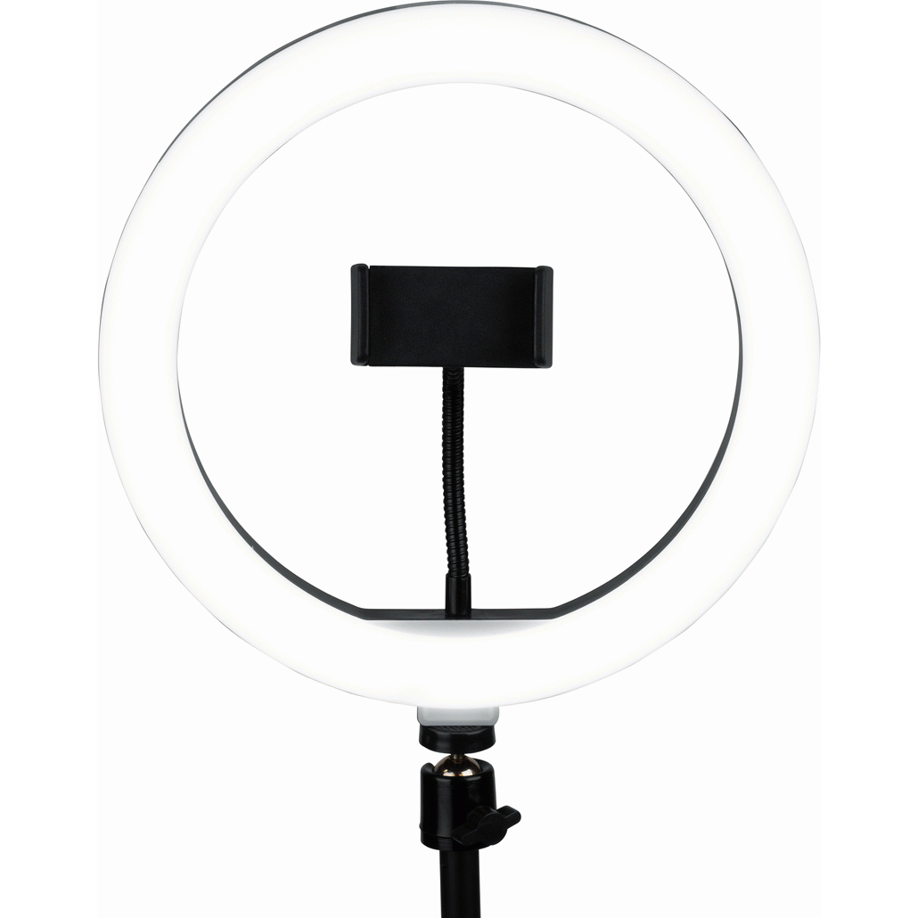 Gator GFWRINGLIGHTDSKTP 10-Inch LED Desktop Ring Light Stand with Phone Holder and Compact Weighted Base