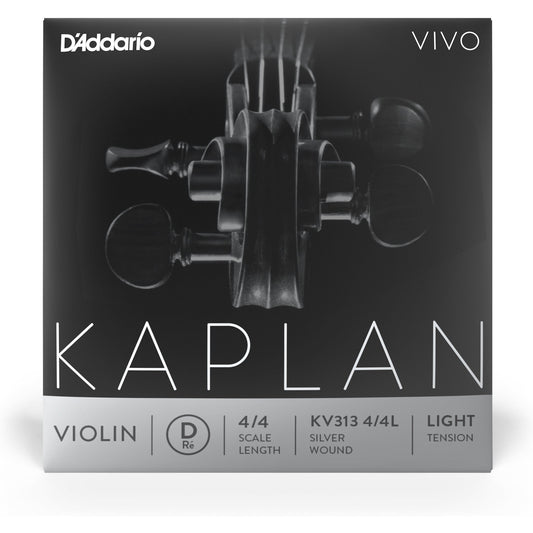 D'Addario Kaplan Vivo Violin D String, 4/4 Scale, Light Tension