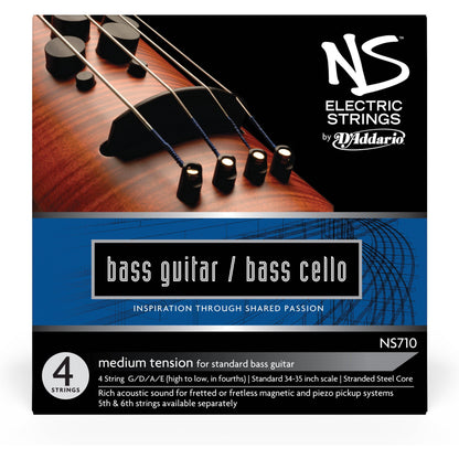 D'Addario NS Electric Bass/Cello String Set, 4/4 Scale, Medium Tension