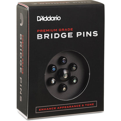 D'Addario Ebony Bridge Pins with End Pin Set, Abalone Inlay