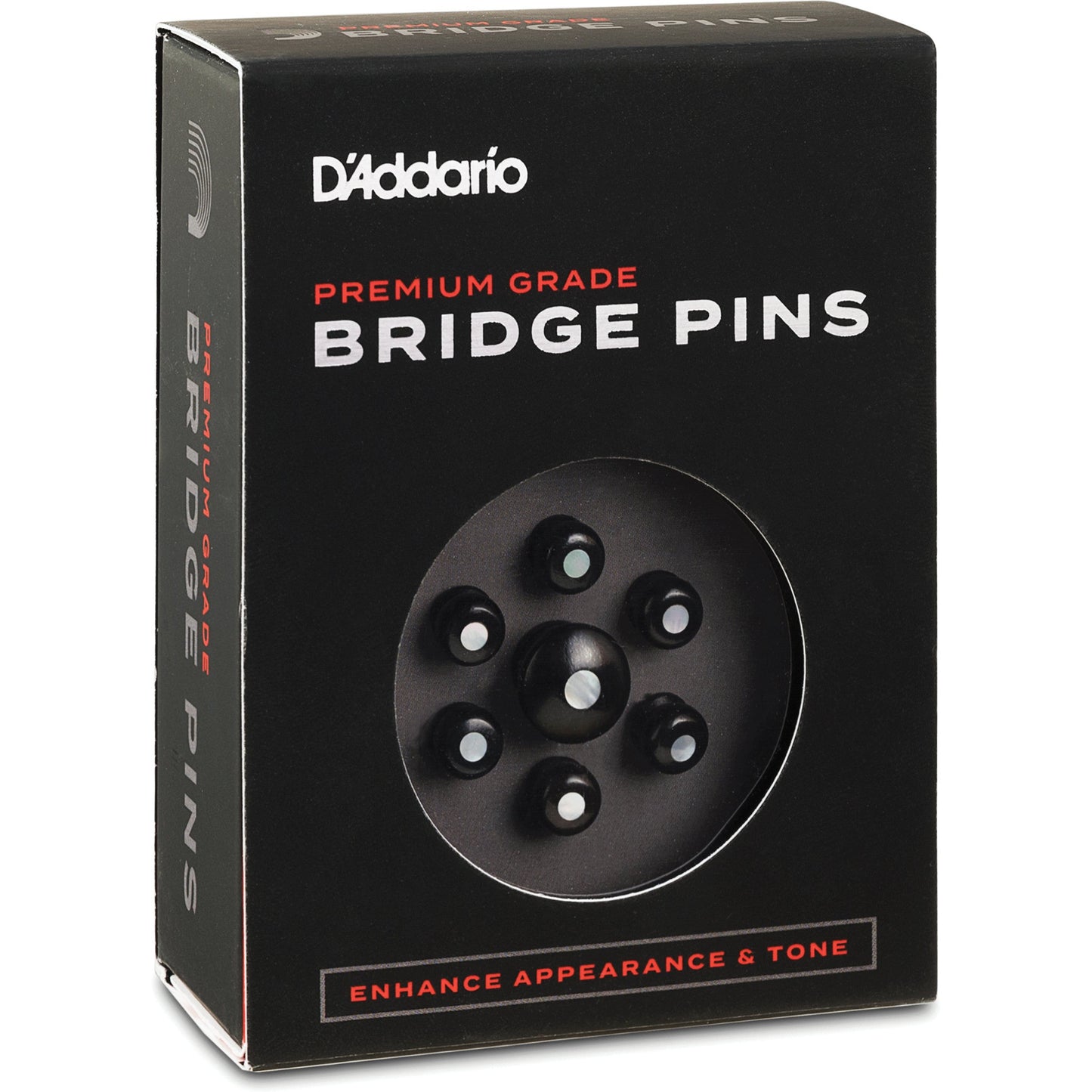 D'Addario Ebony Bridge Pins with End Pin Set, Pearl Inlay