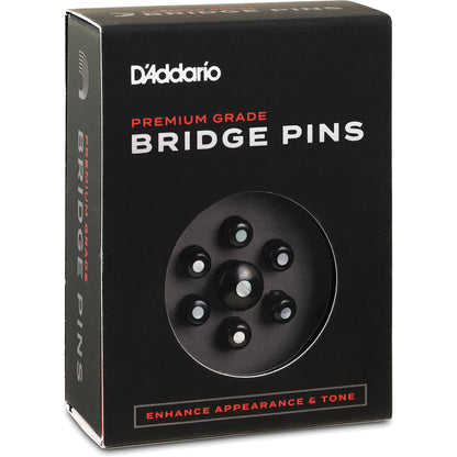 D'Addario Ebony Bridge Pins with End Pin Set, Pearl Inlay