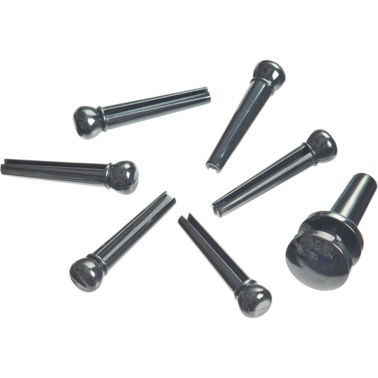 D'Addario Injected Molded Bridge Pins with End Pin, Set of 7, Ebony