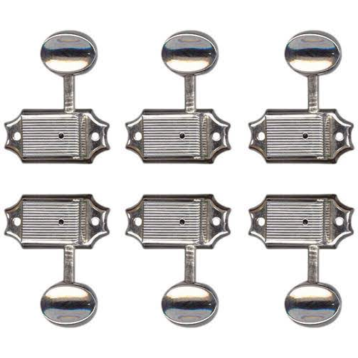 Machine Heads 3-A-Side Vintage Kluson Style Tuners Button Tips Chrome