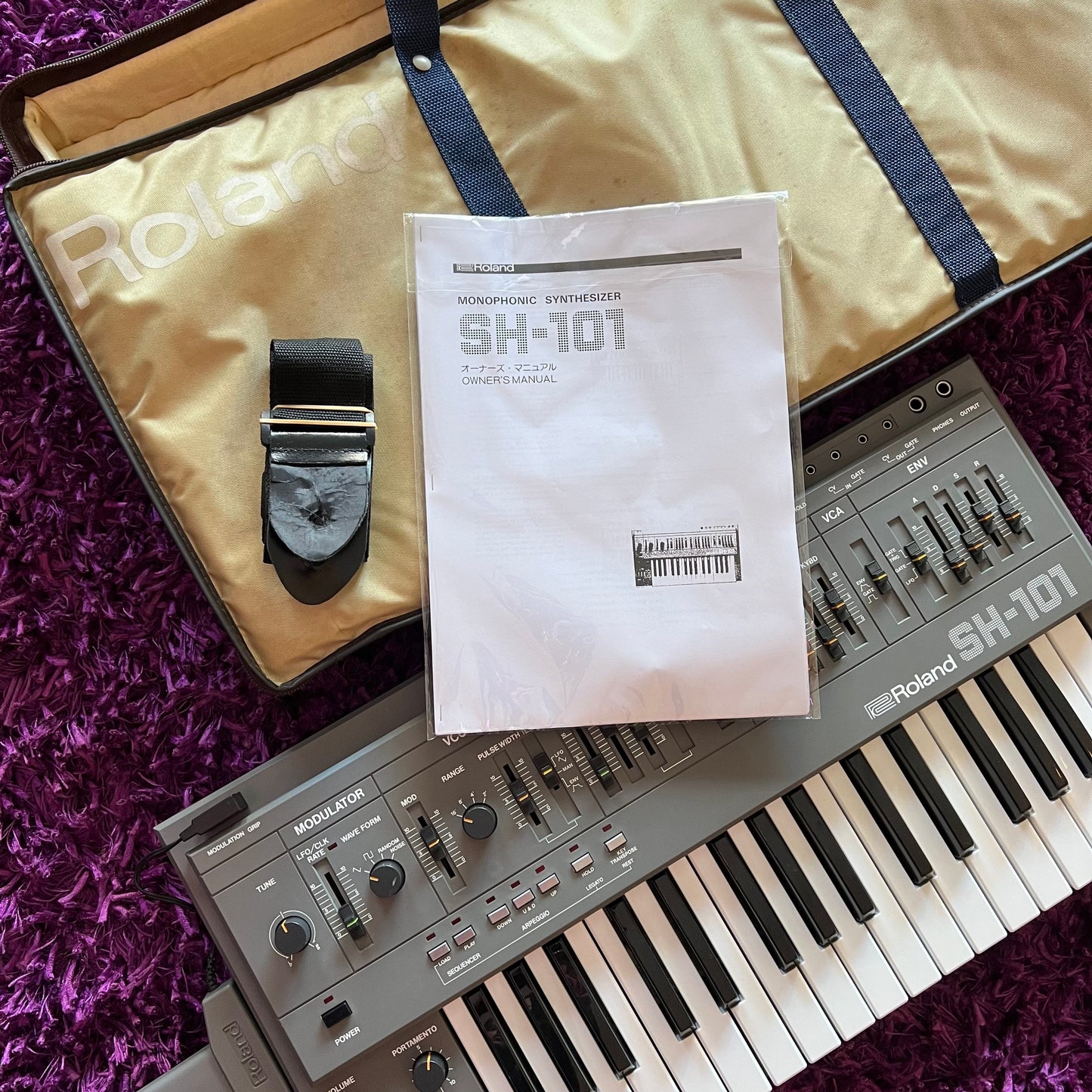 Roland SH-101 Analog Monophonic Synthesizer (w/ Mod Grip, Original Soft Case & Strap)