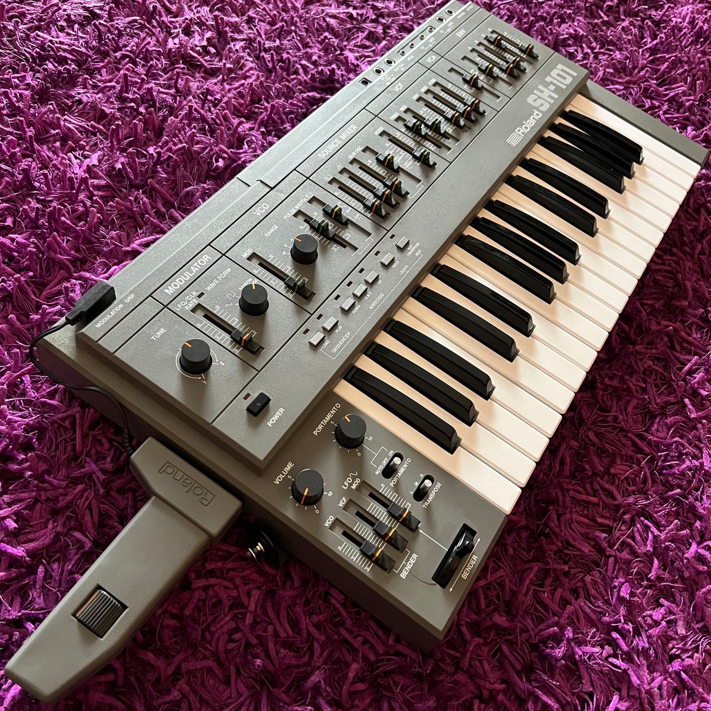 Roland SH-101 Analog Monophonic Synthesizer (w/ Mod Grip, Original Soft Case & Strap)
