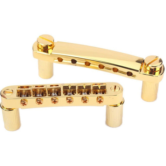 LP Style Tune-O-Matic Bridge & Tailpiece Gold w/ Pillars