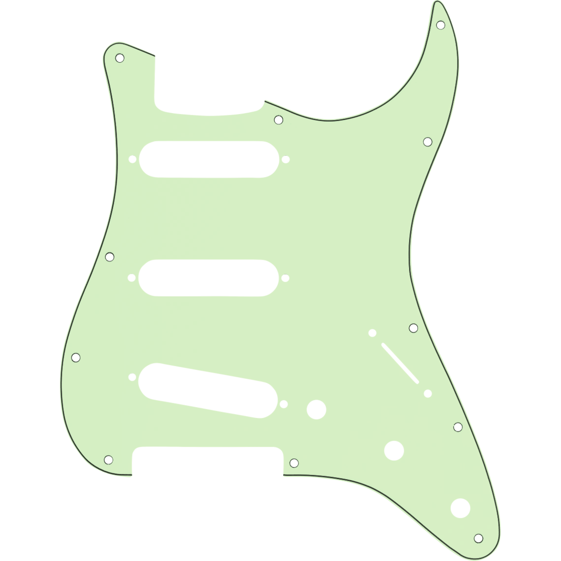 11 Hole Scratchplate Pickguard Strat Stratocaster Guitar Japanese Mint/Black/Mint